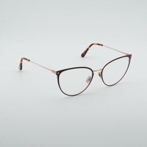 Tom Ford FT5840-B 046 Eyeglasses Brown/Gold 56mm Cat Eye Frame, Blue Light Block